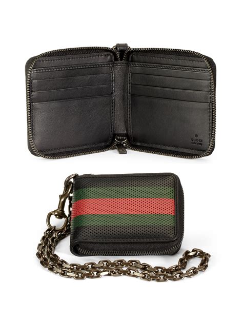 gucci perforated leather web chain wallet|Gucci small wallet on chain.